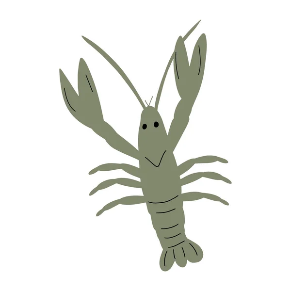 Crayfish Karakter Hewan Laut Latar Belakang Yang Mendalam Ilustrasi Kehidupan - Stok Vektor