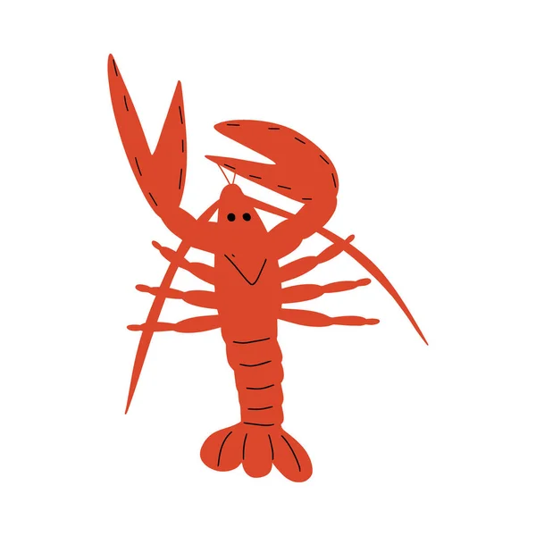 Crayfish Caráter Animal Marinho Fundo Profundo Ilustração Vida Selvagem Mundo — Vetor de Stock