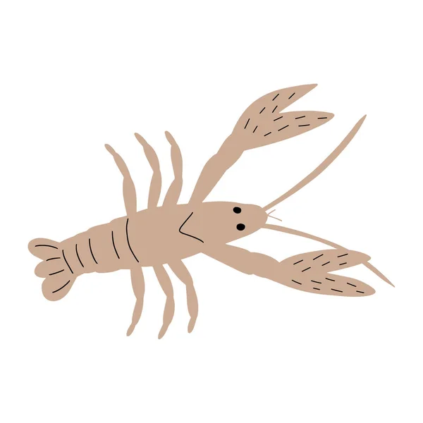 Derin Arka Planda Kerevit Karakteri Deniz Hayvanı Vahşi Yaşam Çizimi — Stok Vektör