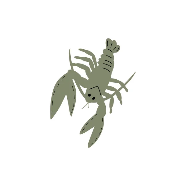 深い背景にザリガニ文字の海の動物 野生生物のイラスト 下着界 ベクターイラスト — ストックベクタ