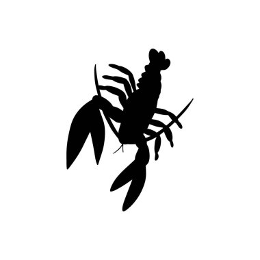 Derin arka planda kerevit karakteri deniz hayvanı. Vahşi yaşam çizimi. İç çamaşırı dünyası. Vektör illüstrasyonu.