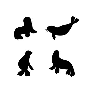 Seal Character sea animal on deep background. Wild life illustration. Underwear world. Vector illustration.