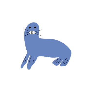 Seal Character sea animal on deep background. Wild life illustration. Underwear world. Vector illustration.