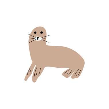 Seal Character sea animal on deep background. Wild life illustration. Underwear world. Vector illustration.