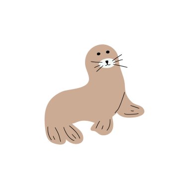 Seal Character sea animal on deep background. Wild life illustration. Underwear world. Vector illustration.