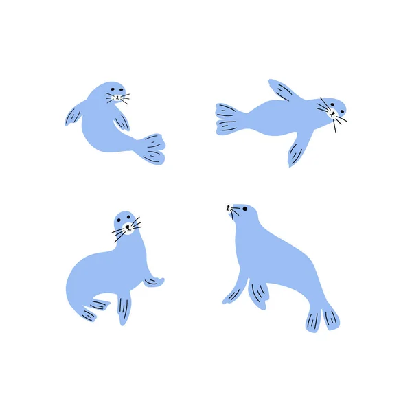 Seal Character Sea Animal Deep Background Wild Life Illustration Underwear — Image vectorielle