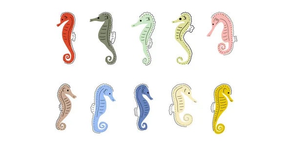 Seahorse Character Sea Animal Deep Background Wild Life Illustration Underwear — Stock Vector