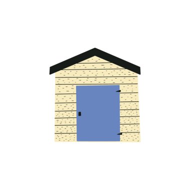 Beach house. Straw huts, bungalow for tropical hotel. Vector illustration in scandinavian style.
