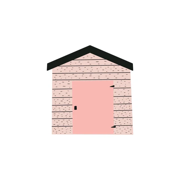 Beach House Straw Huts Bungalow Tropical Hotel Vector Illustration Scandinavian — 스톡 벡터