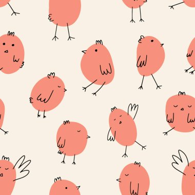 Chick. Cute little farm bird. Funny easter animal. Kids vector illustration.