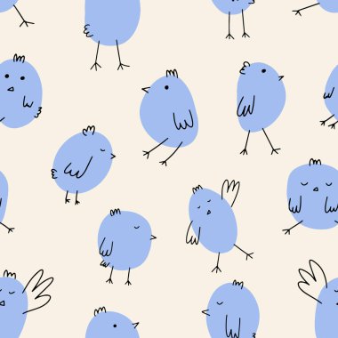 Chick. Cute little farm bird. Funny easter animal. Kids vector illustration.