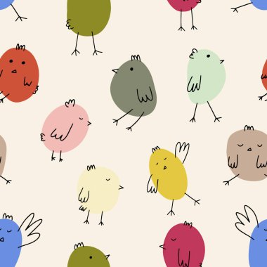 Chick. Cute little farm bird. Funny easter animal. Kids vector illustration.