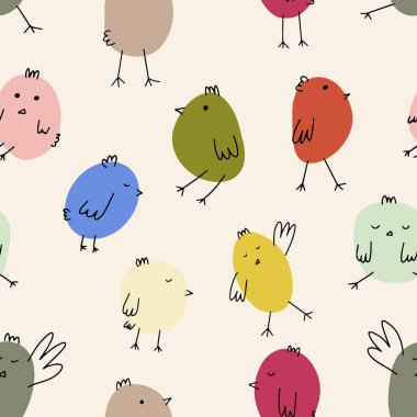 Chick. Cute little farm bird. Funny easter animal. Kids vector illustration.