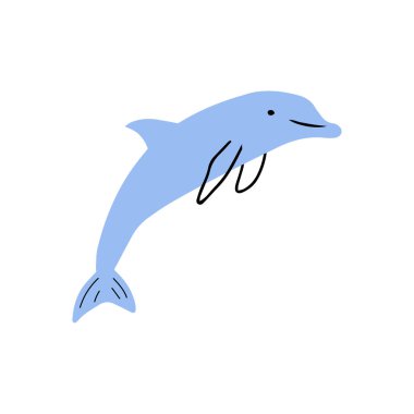 Denizci Yunus. Deniz altı hayvanı. Vektör illüstrasyonu