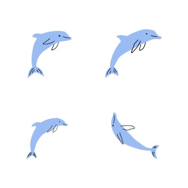 Denizci Yunus. Deniz altı hayvanı. Vektör illüstrasyonu