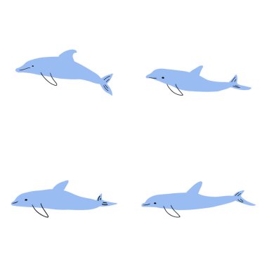 Denizci Yunus. Deniz altı hayvanı. Vektör illüstrasyonu