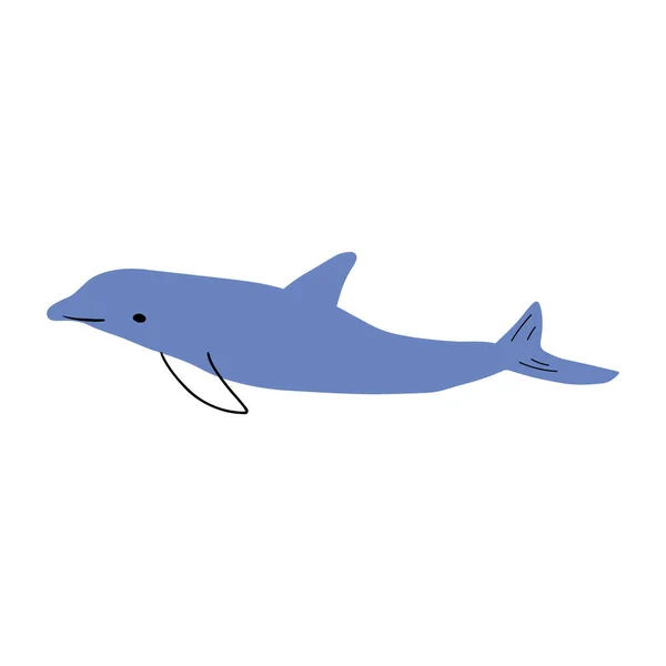 Nautical Dolphin. Sea Underwater animal. Vector illustration