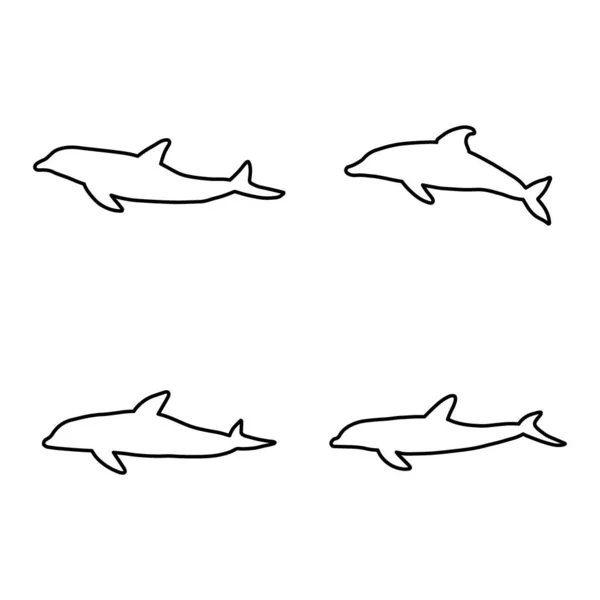 Dolphin Laut Binatang Laut Bawah Laut Ilustrasi Vektor - Stok Vektor