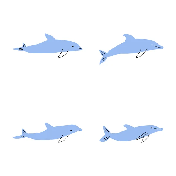 Dauphin Marin Mer Animaux Sous Marins Illustration Vectorielle — Image vectorielle