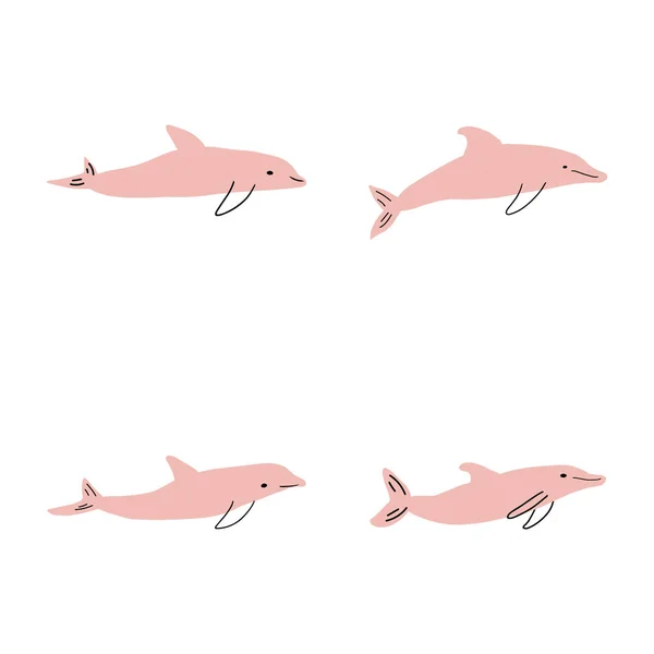 Delfín Náutico Mar Animal Submarino Ilustración Vectorial — Vector de stock