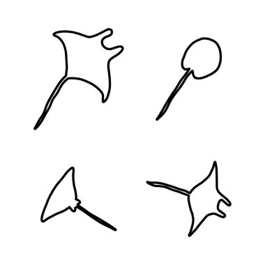 Stingray Balığı Karakteri derin arka planda Karadeniz Hayvanı. Vahşi yaşam çizimi. Vektör illüstrasyonu.