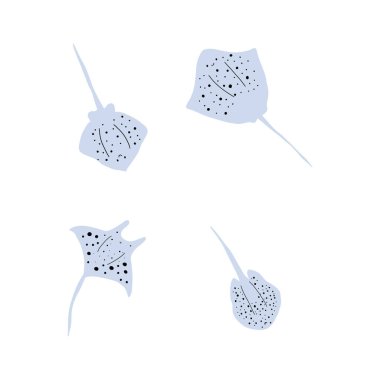 Stingray Balığı Karakteri derin arka planda Karadeniz Hayvanı. Vahşi yaşam çizimi. Vektör illüstrasyonu.