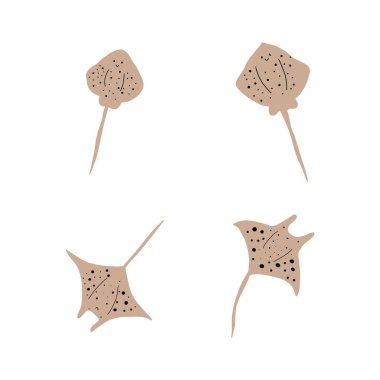 Stingray Balığı Karakteri derin arka planda Karadeniz Hayvanı. Vahşi yaşam çizimi. Vektör illüstrasyonu.