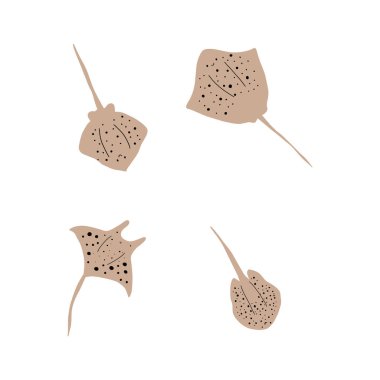 Stingray Balığı Karakteri derin arka planda Karadeniz Hayvanı. Vahşi yaşam çizimi. Vektör illüstrasyonu.