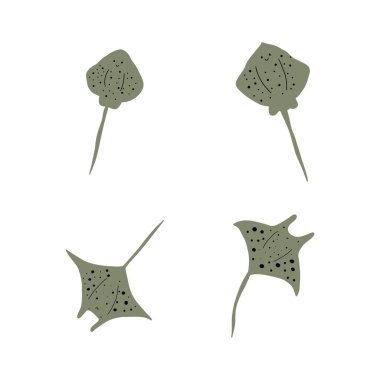 Stingray Balığı Karakteri derin arka planda Karadeniz Hayvanı. Vahşi yaşam çizimi. Vektör illüstrasyonu.