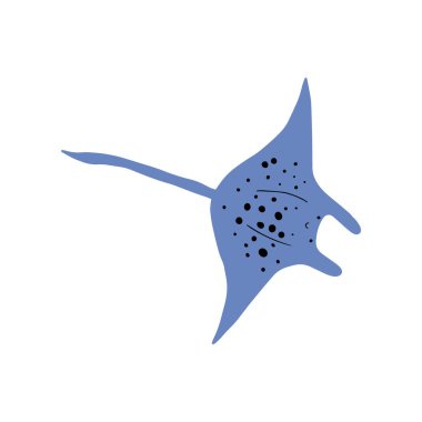 Stingray Balığı Karakteri derin arka planda Karadeniz Hayvanı. Vahşi yaşam çizimi. Vektör illüstrasyonu.