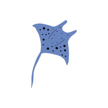 Stingray Balığı Karakteri derin arka planda Karadeniz Hayvanı. Vahşi yaşam çizimi. Vektör illüstrasyonu.