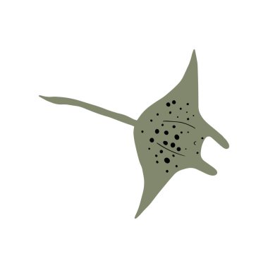 Stingray Balığı Karakteri derin arka planda Karadeniz Hayvanı. Vahşi yaşam çizimi. Vektör illüstrasyonu.