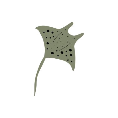 Stingray Balığı Karakteri derin arka planda Karadeniz Hayvanı. Vahşi yaşam çizimi. Vektör illüstrasyonu.