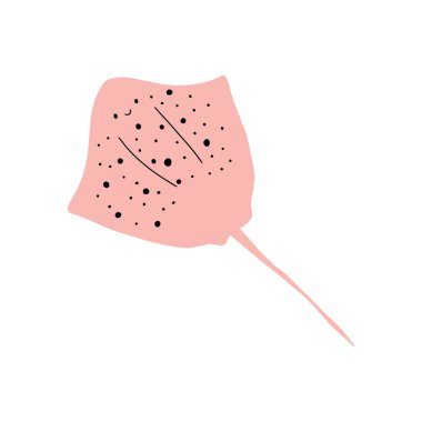 Stingray Balığı Karakteri derin arka planda Karadeniz Hayvanı. Vahşi yaşam çizimi. Vektör illüstrasyonu.