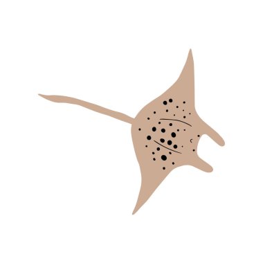 Stingray Balığı Karakteri derin arka planda Karadeniz Hayvanı. Vahşi yaşam çizimi. Vektör illüstrasyonu.