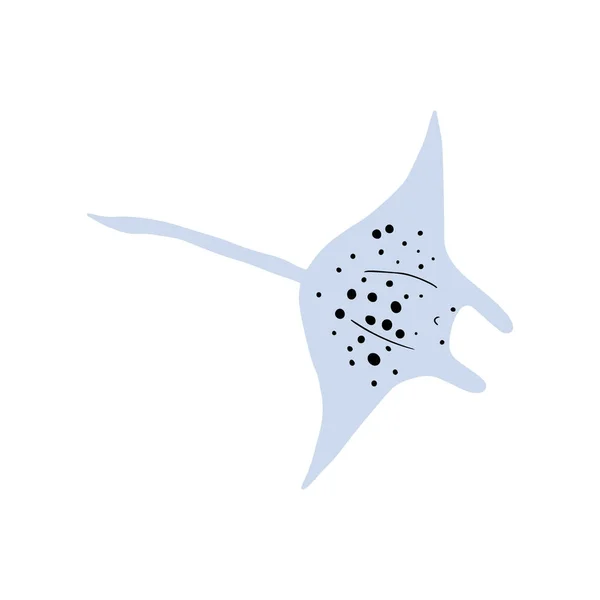 Stachelrochenfisch Charakter Schwarzes Meerestier Auf Tiefem Hintergrund Illustration Des Wilden — Stockvektor