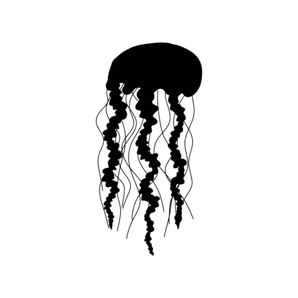 Medusa Caráter Animal Marinho Fundo Profundo Ilustração Vida Selvagem Ilustração —  Vetores de Stock