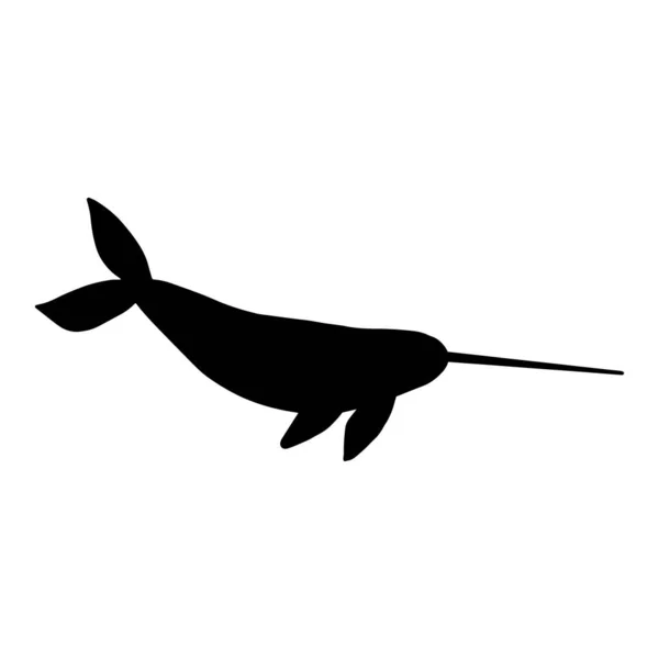 Narval Caráter Animal Marinho Fundo Profundo Ilustração Vida Selvagem Ilustração — Vetor de Stock
