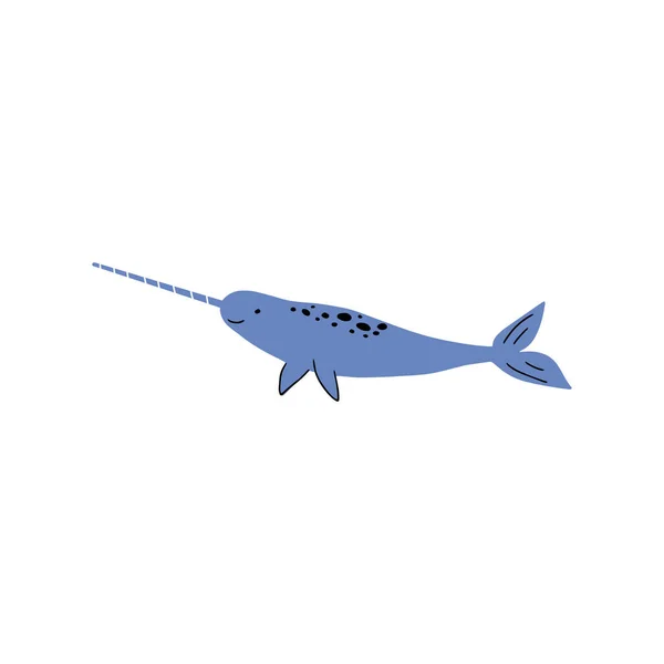 Narwhal Character Морська Тварина Глибокому Тлі Приклад Дикого Життя Приклад — стоковий вектор