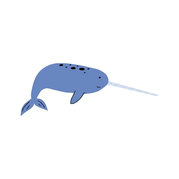 深背景的独角鲸海生动物 野生动物的例证 矢量说明 — 图库矢量图片