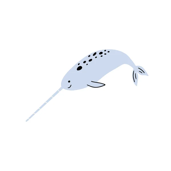 Narval Caractère Animal Marin Sur Fond Profond Illustration Vie Sauvage — Image vectorielle