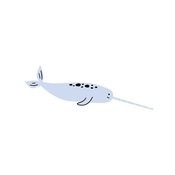 Narwhal Character Sea Animal Deep Background Wild Life Illustration Vector — Stock Vector