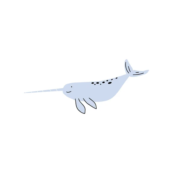 Narval Charakter Mořské Zvíře Hlubokém Pozadí Ilustrace Divokého Života Vektorová — Stockový vektor