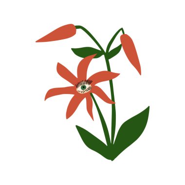 Ürkütücü Avcı Çiçekleri. Tehlikeli Tropikal Çiçekler, Canavar İkon Bitkileri. Vektör illüstrasyonu beyaz arkaplanda izole edildi.