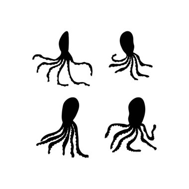 Ahtapot Karakteri derin arka planda deniz hayvanı. Vahşi yaşam çizimi. İç çamaşırı dünyası. Vektör illüstrasyonu.