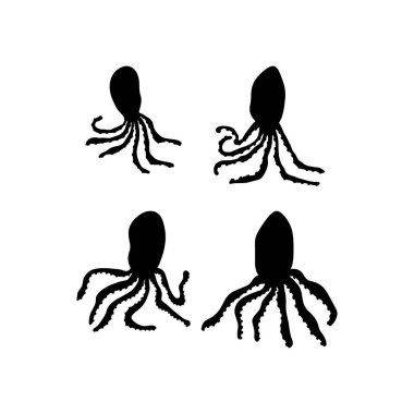 Ahtapot Karakteri derin arka planda deniz hayvanı. Vahşi yaşam çizimi. İç çamaşırı dünyası. Vektör illüstrasyonu.