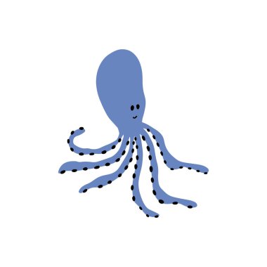 Ahtapot Karakteri derin arka planda deniz hayvanı. Vahşi yaşam çizimi. İç çamaşırı dünyası. Vektör illüstrasyonu.