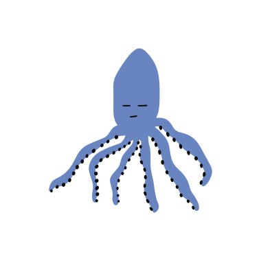 Ahtapot Karakteri derin arka planda deniz hayvanı. Vahşi yaşam çizimi. İç çamaşırı dünyası. Vektör illüstrasyonu.