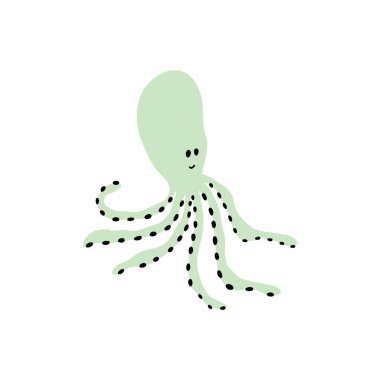 Ahtapot Karakteri derin arka planda deniz hayvanı. Vahşi yaşam çizimi. İç çamaşırı dünyası. Vektör illüstrasyonu.