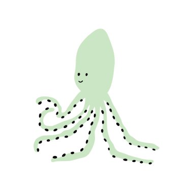 Ahtapot Karakteri derin arka planda deniz hayvanı. Vahşi yaşam çizimi. İç çamaşırı dünyası. Vektör illüstrasyonu.